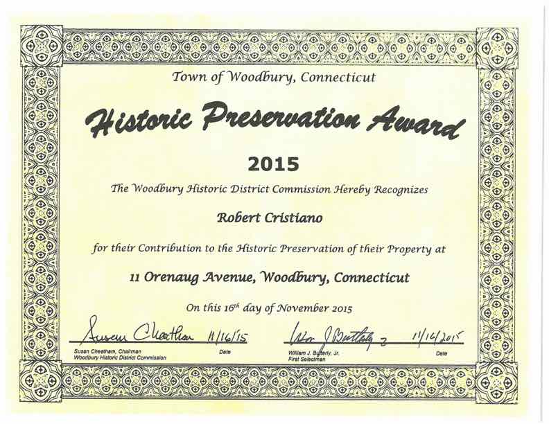 Woodbury Historic Preservation Award